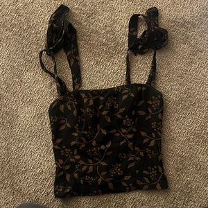 Reformation Black and Brown Floral top